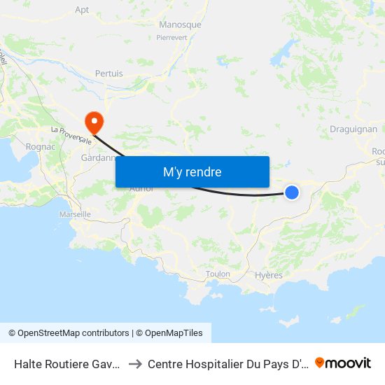 Halte Routiere Gavoty to Centre Hospitalier Du Pays D'Aix map