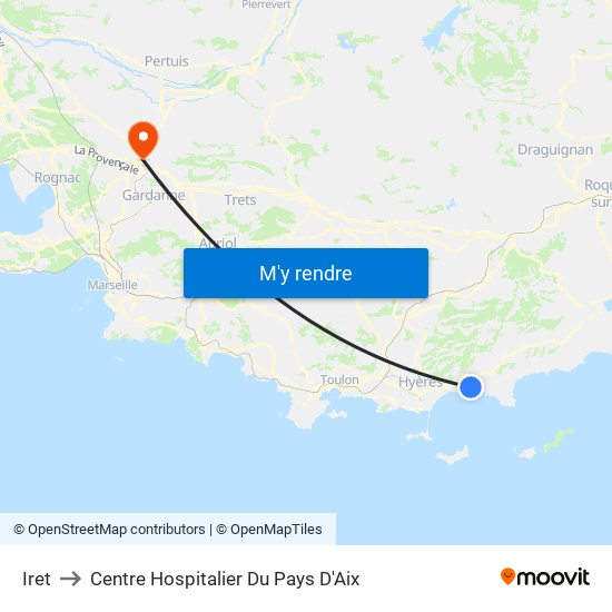 Iret to Centre Hospitalier Du Pays D'Aix map