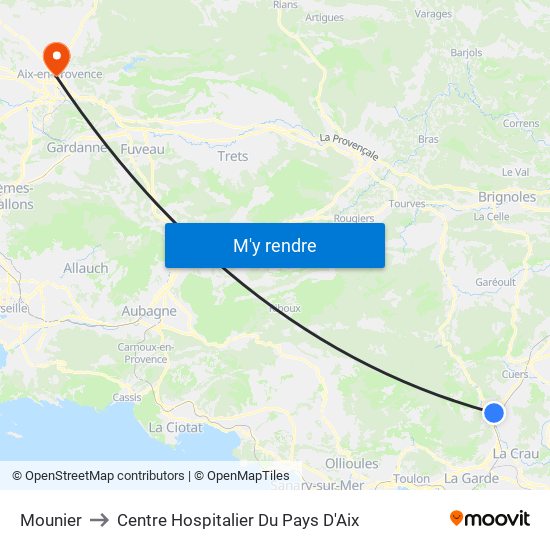 Mounier to Centre Hospitalier Du Pays D'Aix map