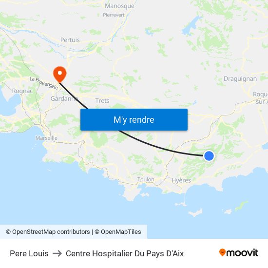 Pere Louis to Centre Hospitalier Du Pays D'Aix map