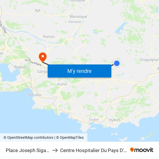 Place Joseph Sigaud to Centre Hospitalier Du Pays D'Aix map