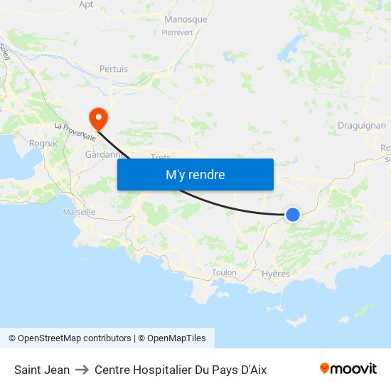Saint Jean to Centre Hospitalier Du Pays D'Aix map