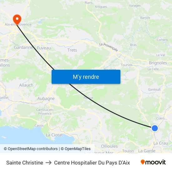 Sainte Christine to Centre Hospitalier Du Pays D'Aix map