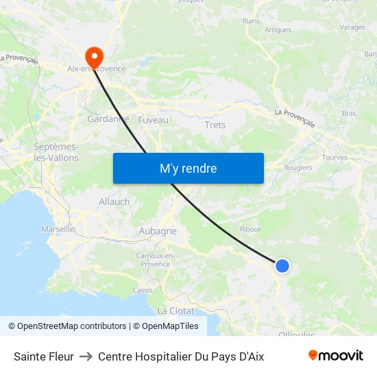 Sainte Fleur to Centre Hospitalier Du Pays D'Aix map