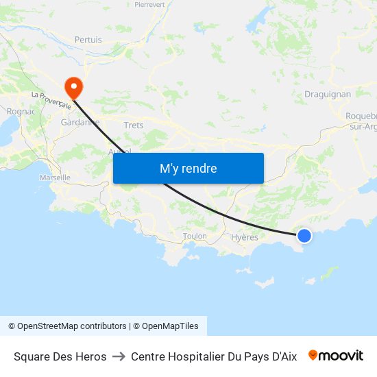 Square Des Heros to Centre Hospitalier Du Pays D'Aix map