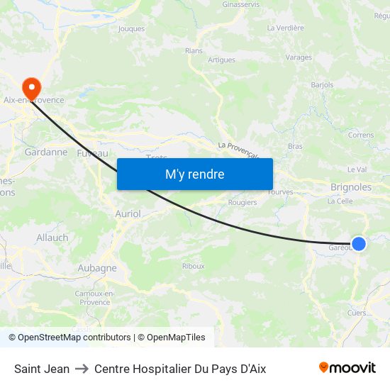 Saint Jean to Centre Hospitalier Du Pays D'Aix map