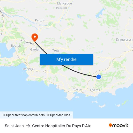 Saint Jean to Centre Hospitalier Du Pays D'Aix map