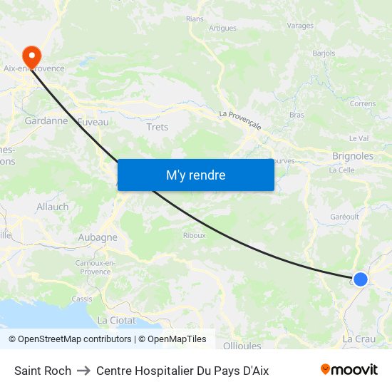 Saint Roch to Centre Hospitalier Du Pays D'Aix map