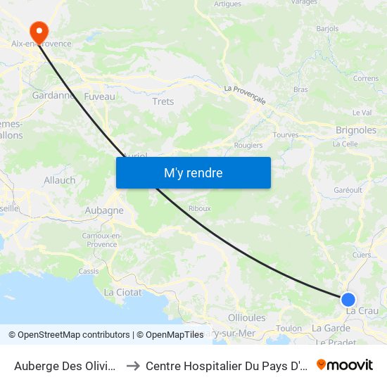 Auberge Des Oliviers to Centre Hospitalier Du Pays D'Aix map