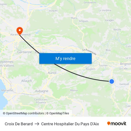 Croix De Berard to Centre Hospitalier Du Pays D'Aix map