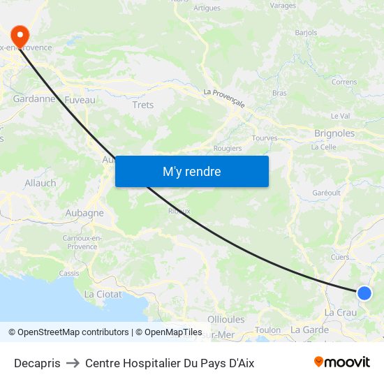 Decapris to Centre Hospitalier Du Pays D'Aix map