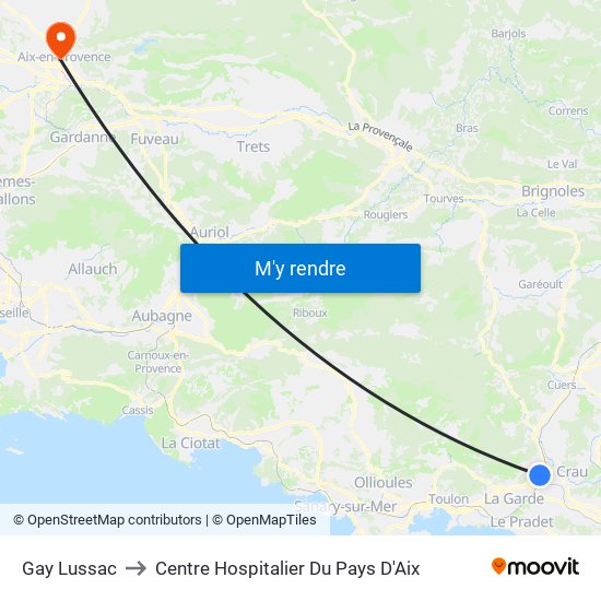 Gay Lussac to Centre Hospitalier Du Pays D'Aix map