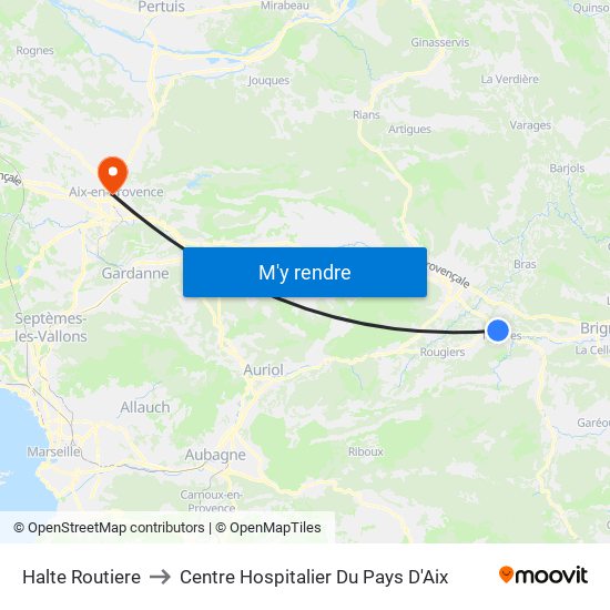 Halte Routiere to Centre Hospitalier Du Pays D'Aix map
