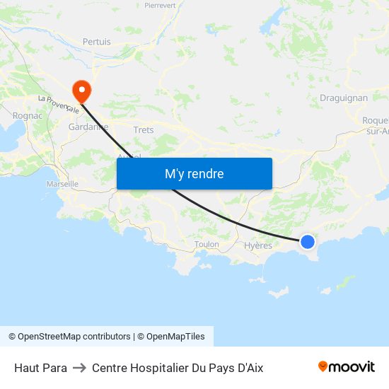 Haut Para to Centre Hospitalier Du Pays D'Aix map