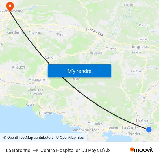 La Baronne to Centre Hospitalier Du Pays D'Aix map