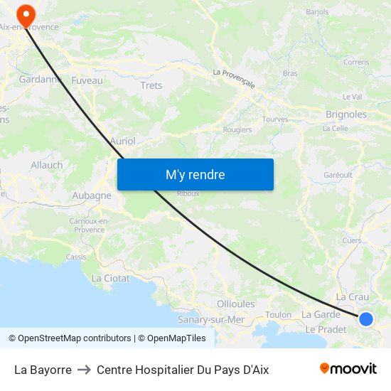 La Bayorre to Centre Hospitalier Du Pays D'Aix map