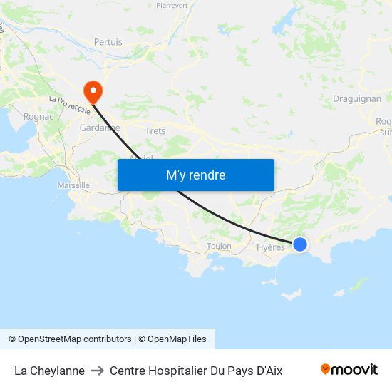 La Cheylanne to Centre Hospitalier Du Pays D'Aix map