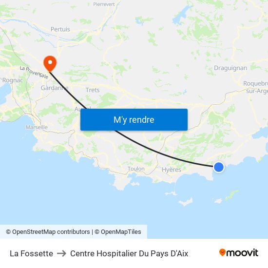 La Fossette to Centre Hospitalier Du Pays D'Aix map