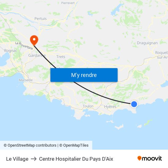 Le Village to Centre Hospitalier Du Pays D'Aix map