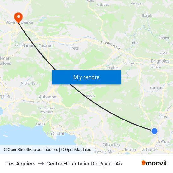 Les Aiguiers to Centre Hospitalier Du Pays D'Aix map