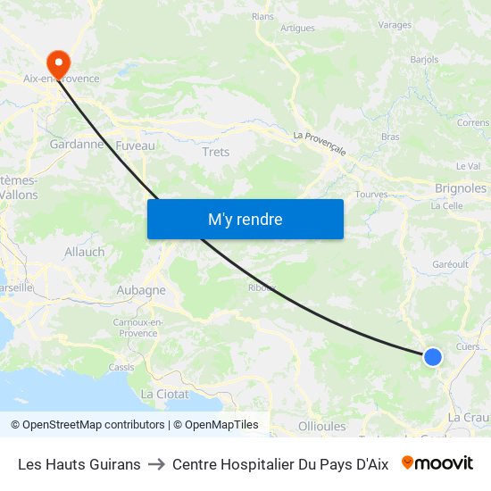 Les Hauts Guirans to Centre Hospitalier Du Pays D'Aix map