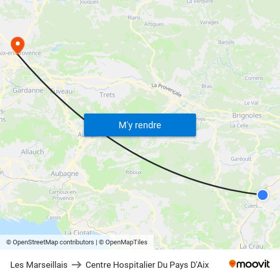 Les Marseillais to Centre Hospitalier Du Pays D'Aix map