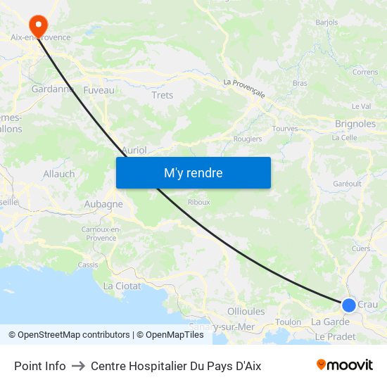 Point Info to Centre Hospitalier Du Pays D'Aix map