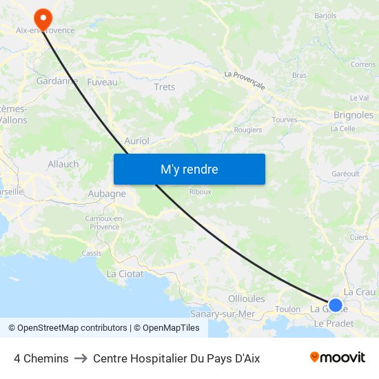 4 Chemins to Centre Hospitalier Du Pays D'Aix map