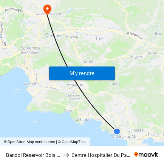 Bandol Reservoir Bois Maurin to Centre Hospitalier Du Pays D'Aix map