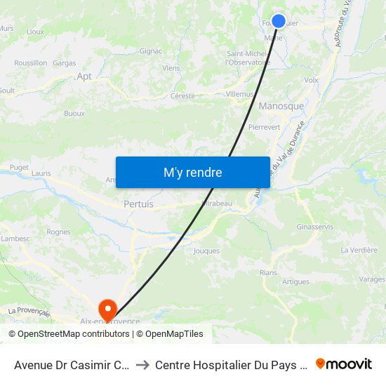 Avenue Dr Casimir Caire to Centre Hospitalier Du Pays D'Aix map