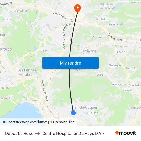 Dépôt La Rose to Centre Hospitalier Du Pays D'Aix map
