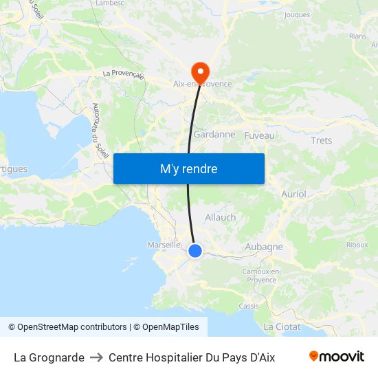 La Grognarde to Centre Hospitalier Du Pays D'Aix map