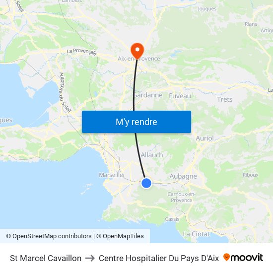 St Marcel Cavaillon to Centre Hospitalier Du Pays D'Aix map