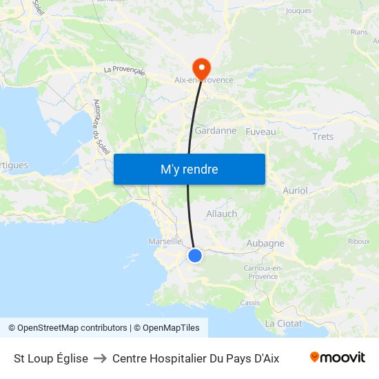 St Loup Église to Centre Hospitalier Du Pays D'Aix map