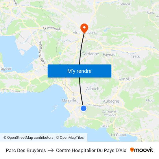 Parc Des Bruyères to Centre Hospitalier Du Pays D'Aix map