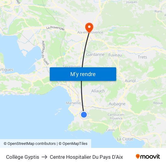 Collège Gyptis to Centre Hospitalier Du Pays D'Aix map
