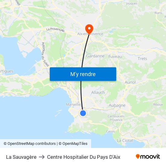La Sauvagère to Centre Hospitalier Du Pays D'Aix map