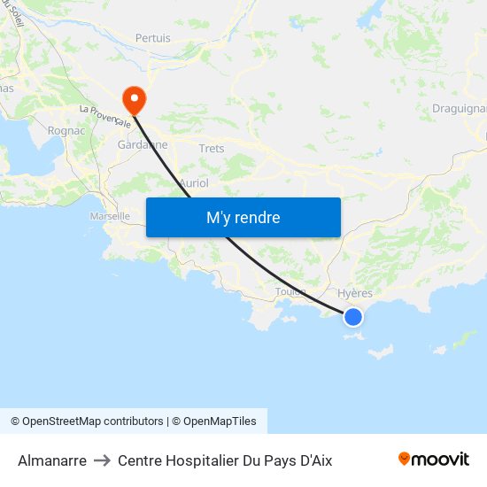 Almanarre to Centre Hospitalier Du Pays D'Aix map