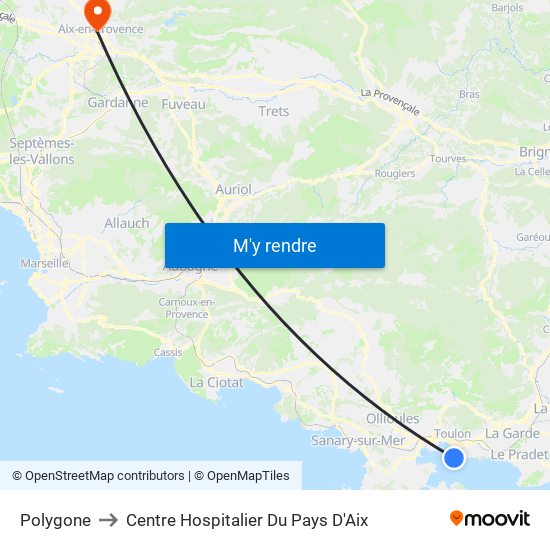 Polygone to Centre Hospitalier Du Pays D'Aix map