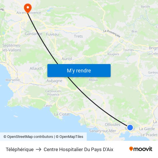 Téléphérique to Centre Hospitalier Du Pays D'Aix map