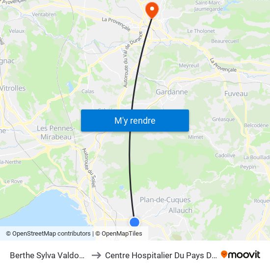 Berthe Sylva Valdonne to Centre Hospitalier Du Pays D'Aix map