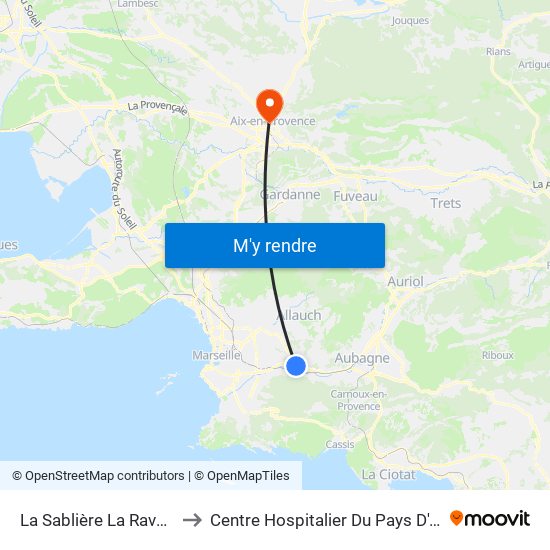 La Sablière La Ravelle to Centre Hospitalier Du Pays D'Aix map