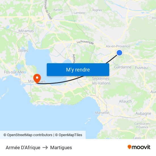 Armée  D'Afrique to Martigues map