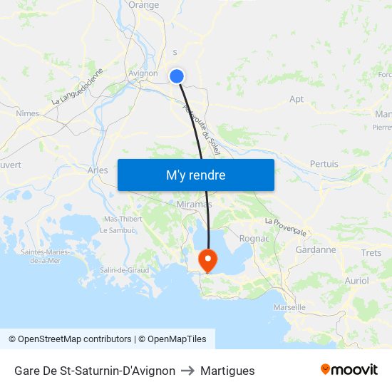Gare De St-Saturnin-D'Avignon to Martigues map