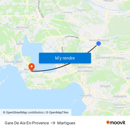 Gare De Aix-En-Provence to Martigues map