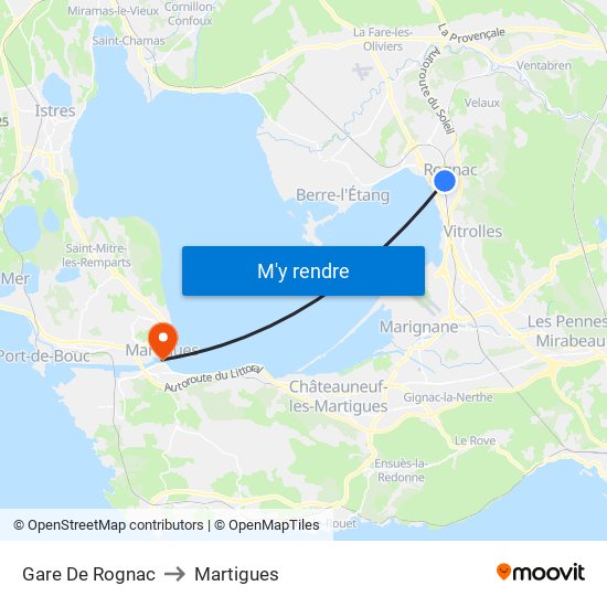 Gare De Rognac to Martigues map