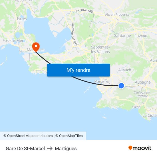 Gare De St-Marcel to Martigues map