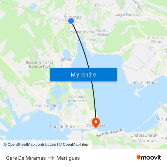Gare De Miramas to Martigues map