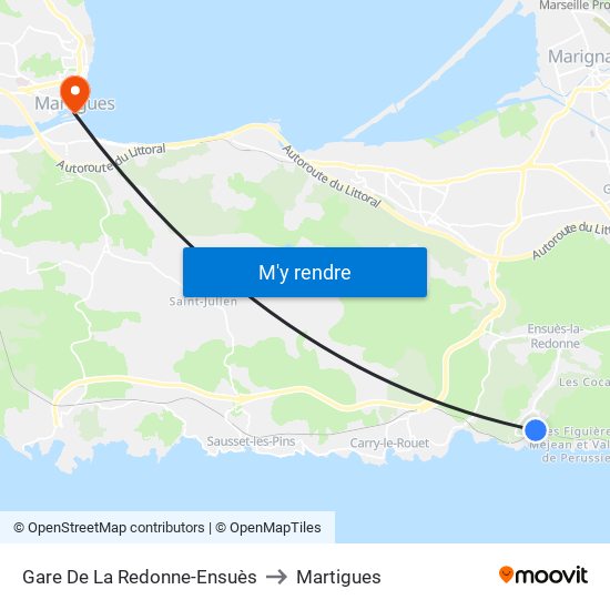 Gare De La Redonne-Ensuès to Martigues map
