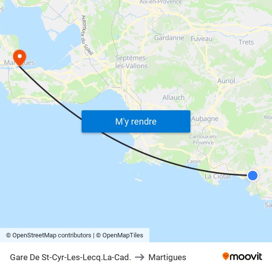 Gare De St-Cyr-Les-Lecq.La-Cad. to Martigues map